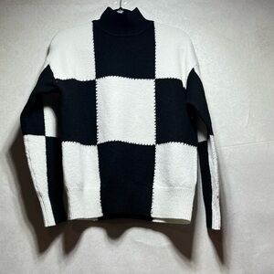Workshop Republic Clothing Black & White Block Sweater, Size Medium